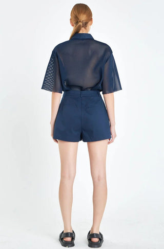 High - Waisted Flap Pocket Shorts Navy - Grey Lab - COLOR GAME