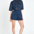 High - Waisted Flap Pocket Shorts Navy - Grey Lab - COLOR GAME