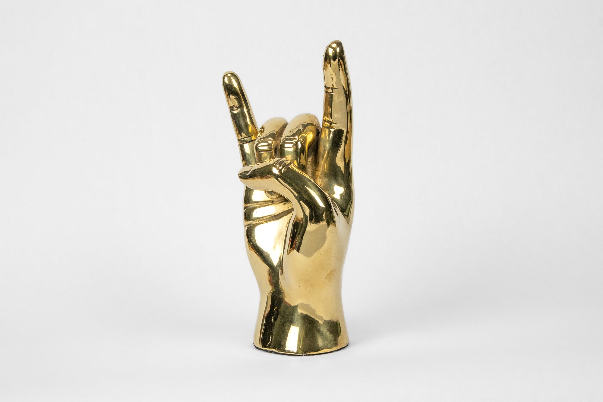 Horns Up or Rock On Hand Sign Sculpture in Brass - Prize - COLOR GAME