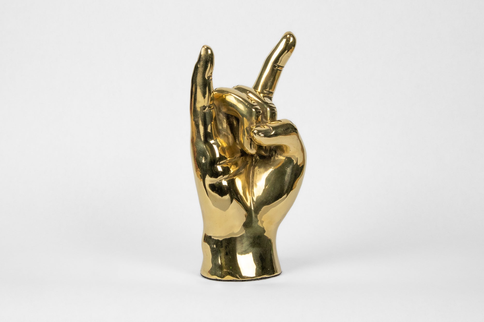 Horns Up or Rock On Hand Sign Sculpture in Brass - Prize - COLOR GAME