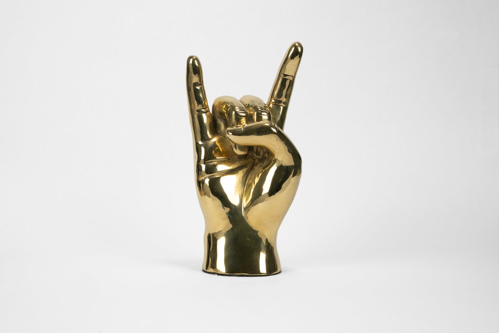 Horns Up or Rock On Hand Sign Sculpture in Brass - Prize - COLOR GAME