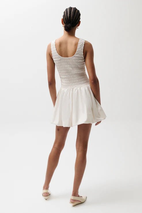 Ilona Bubble Hem Mini Dress Soft White - Pistola - COLOR GAME