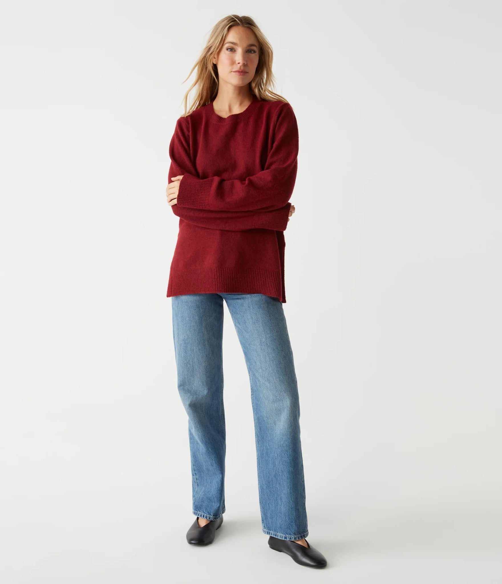 Imogen Crew Neck Sweater Dark Carmine - Michael Stars - COLOR GAME