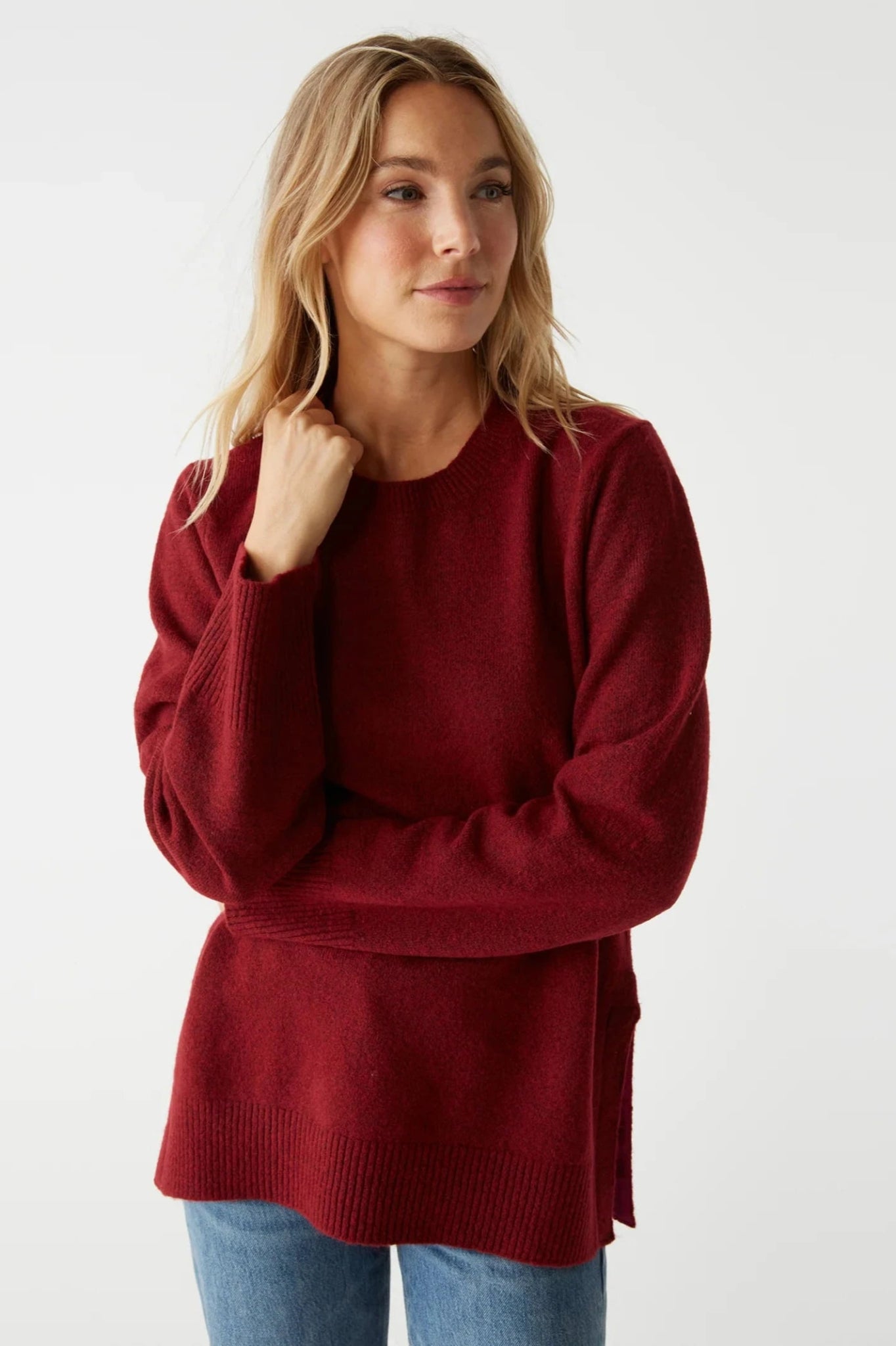 Imogen Crew Neck Sweater Dark Carmine - Michael Stars - COLOR GAME