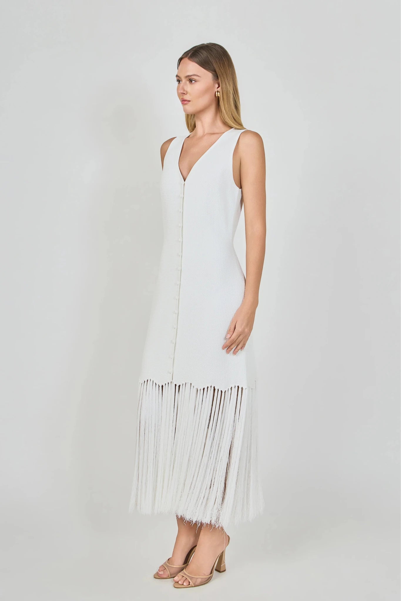 Ischia Sleeveless Fringe Knit Midi Dress - Endless Rose - COLOR GAME