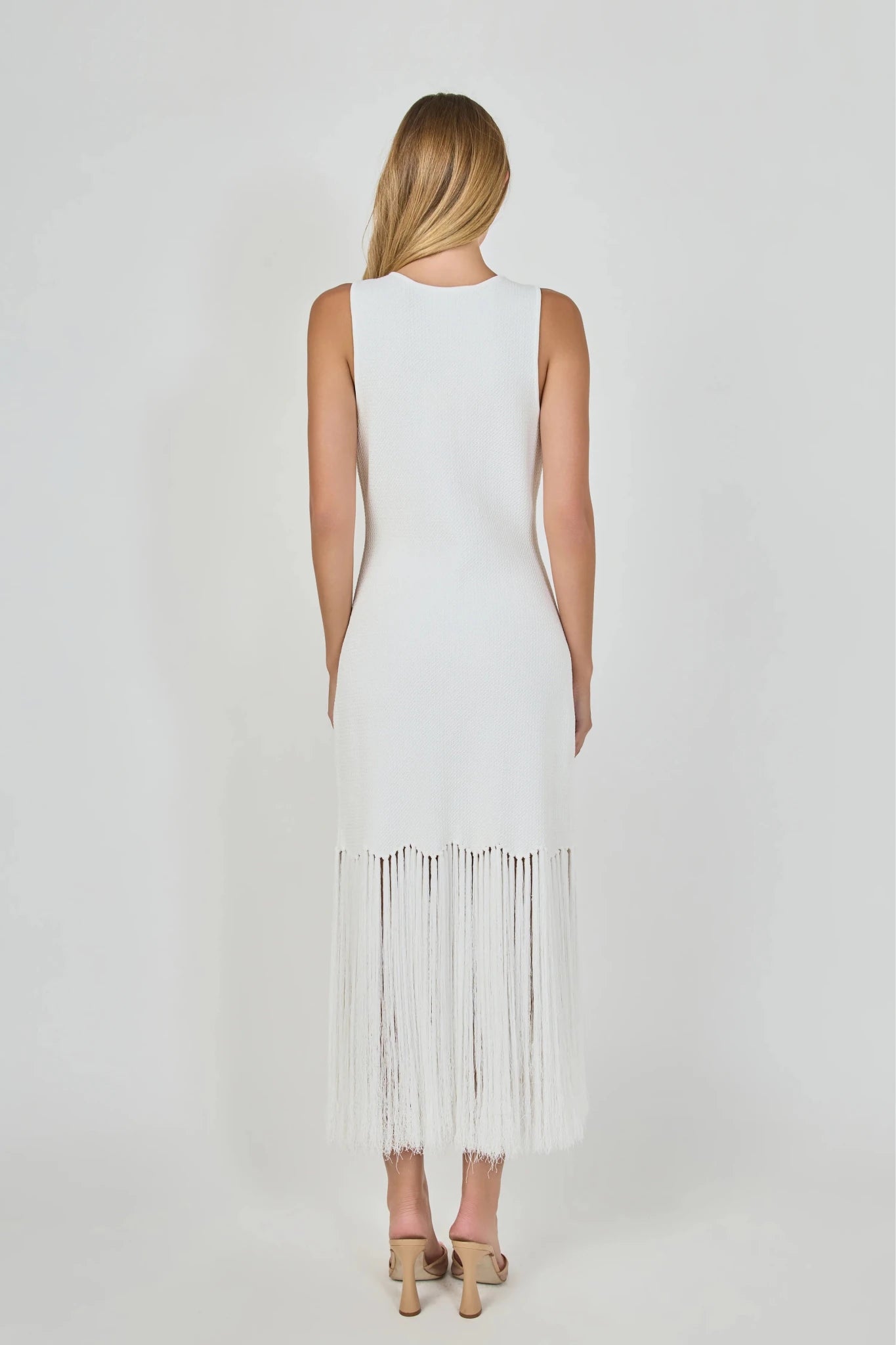 Ischia Sleeveless Fringe Knit Midi Dress - Endless Rose - COLOR GAME