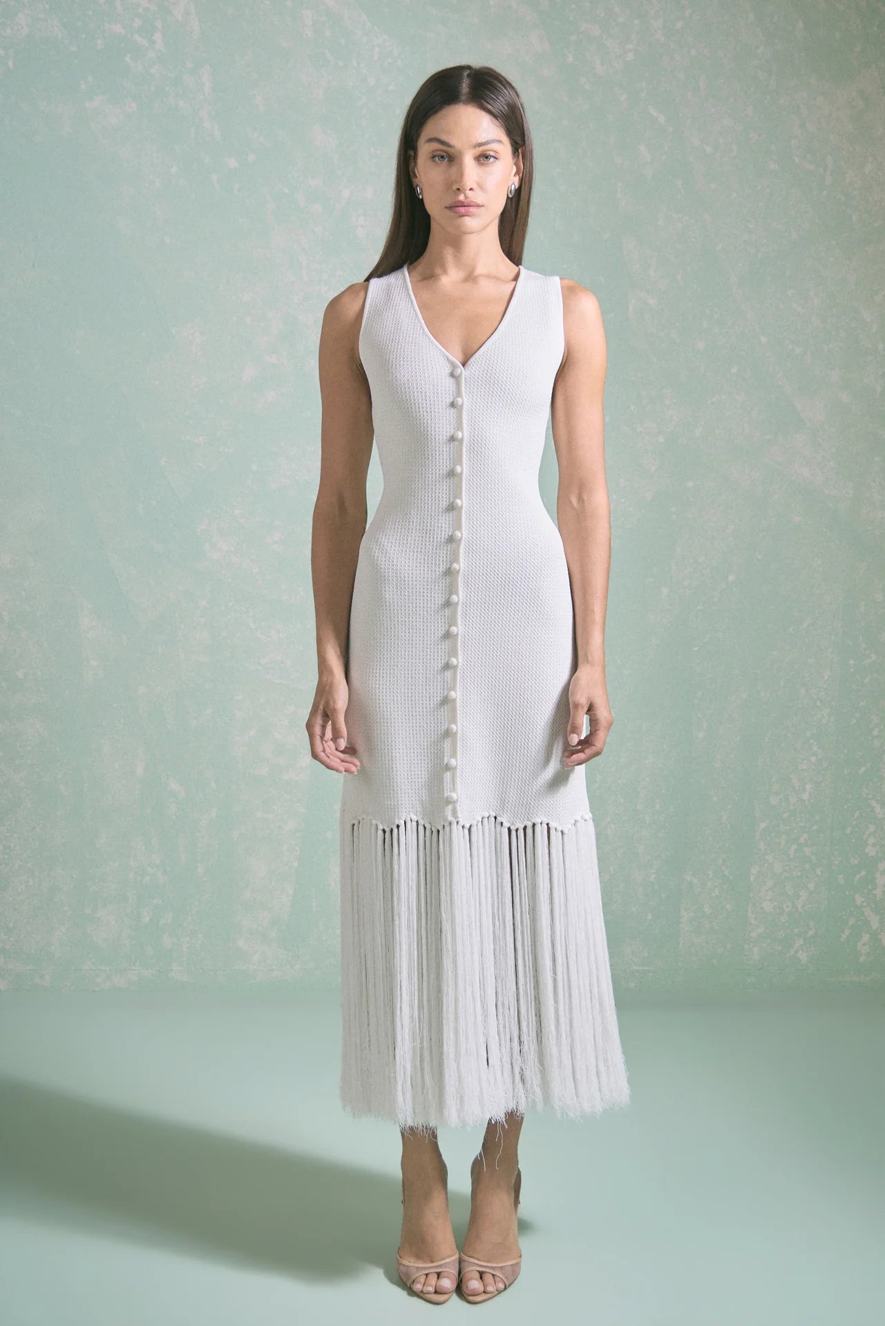 Ischia Sleeveless Fringe Knit Midi Dress - Endless Rose - COLOR GAME