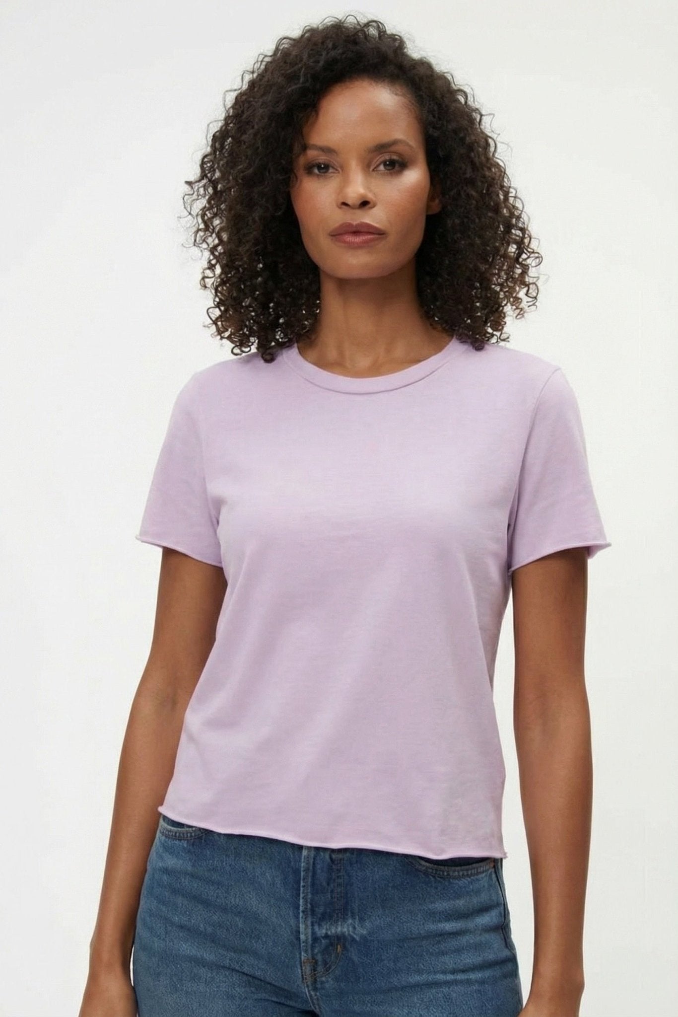 Jackie Raw Edge Crew Neck Tee - Michael Stars - COLOR GAME