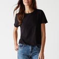 Jackie Raw Edge Crew Neck Tee Black - Michael Stars - COLOR GAME