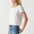 Jackie Raw Edge Crew Neck Tee White - Michael Stars - COLOR GAME