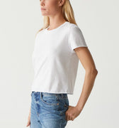 Jackie Raw Edge Crew Neck Tee White - Michael Stars - COLOR GAME