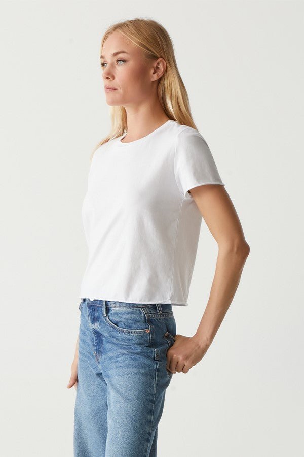 Jackie Raw Edge Crew Neck Tee White - Michael Stars - COLOR GAME