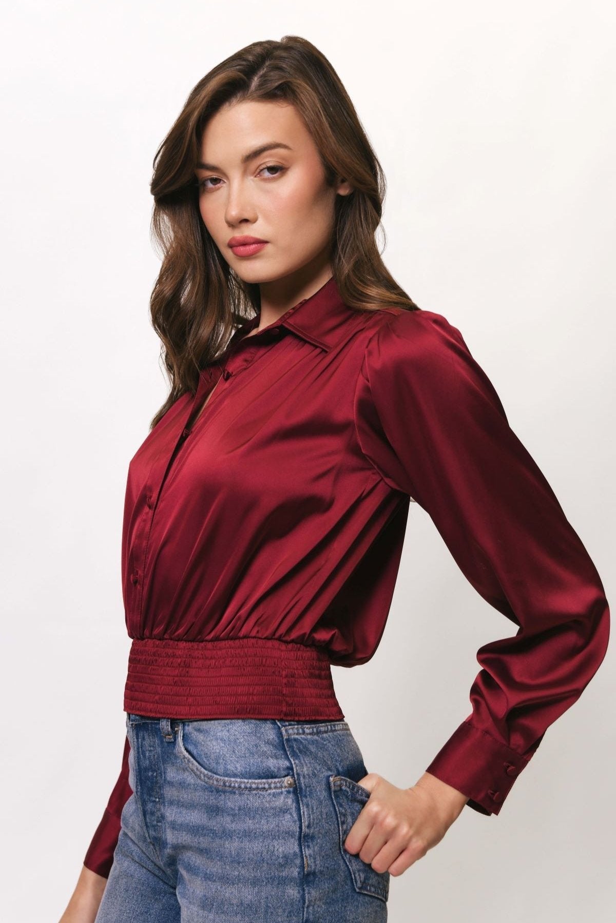 Jama Smocked Blouse Cabernet - Hutch - COLOR GAME