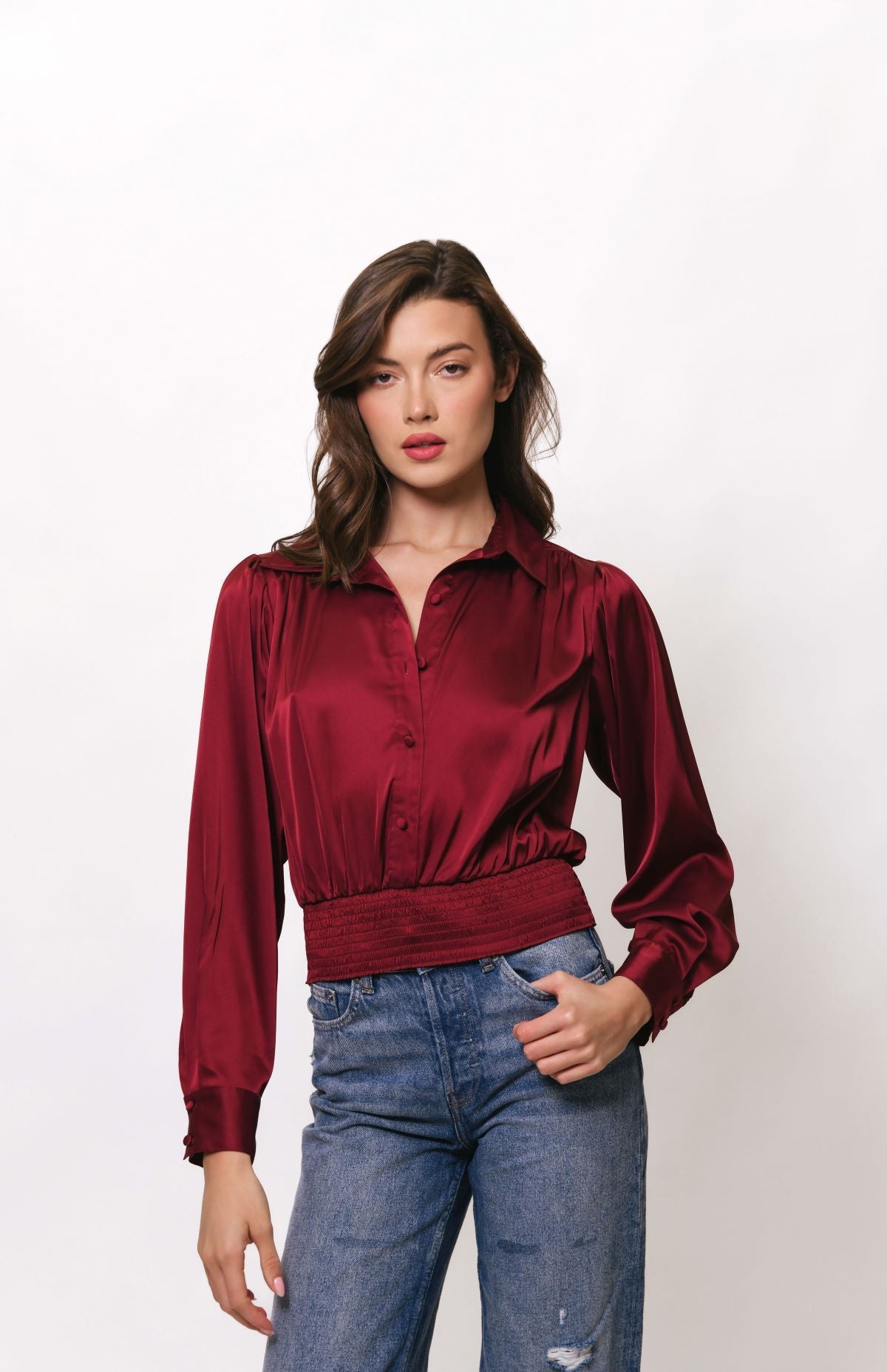 Jama Smocked Blouse Cabernet - Hutch - COLOR GAME