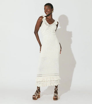 Janis Hand - Crochet Midi Dress Ivory - Cleobella - COLOR GAME