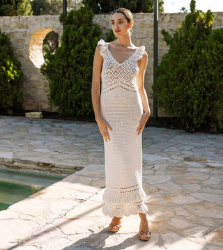 Janis Hand - Crochet Midi Dress Ivory - Cleobella - COLOR GAME