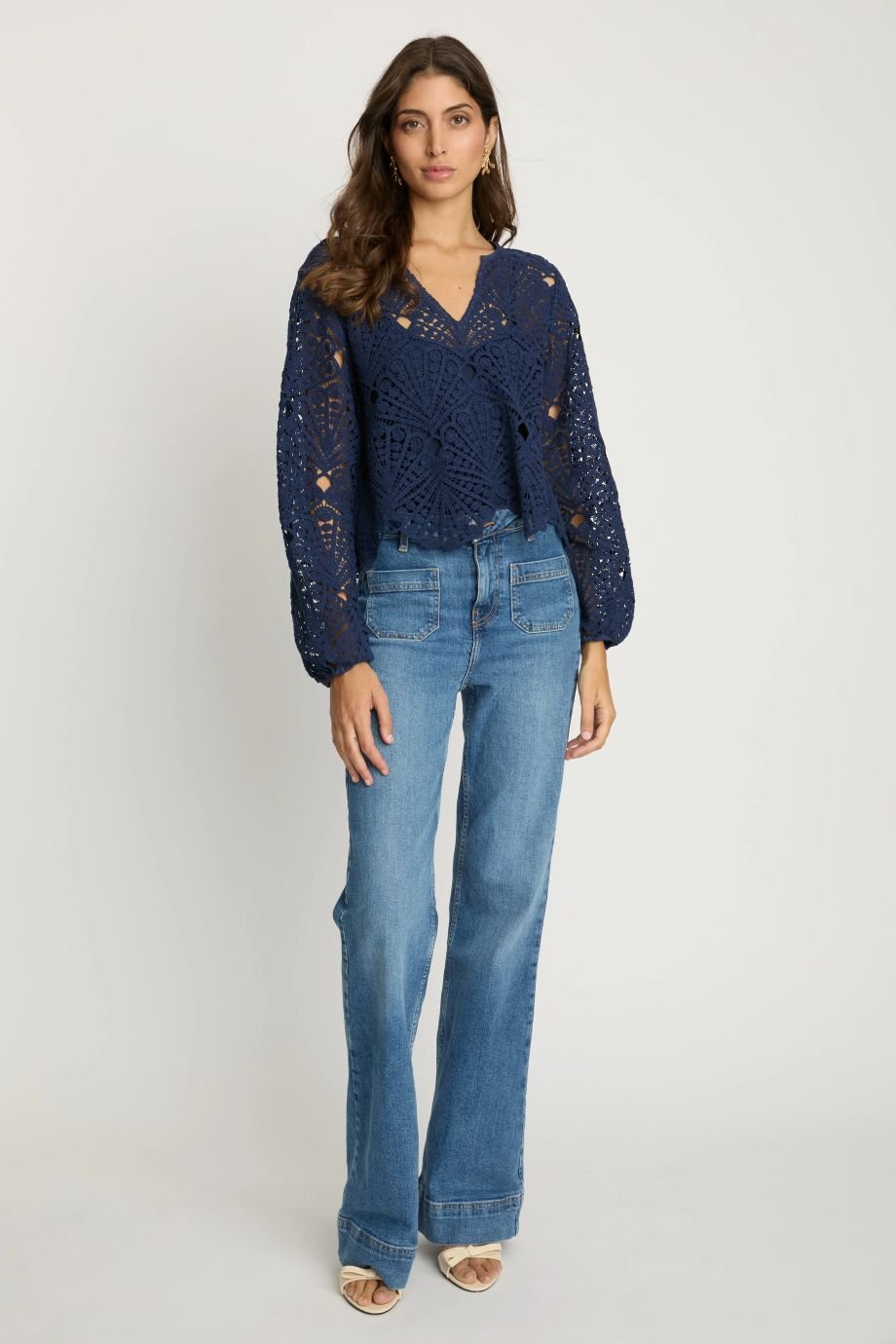 Jayde Navy Lace Top - Caballero Collection - COLOR GAME