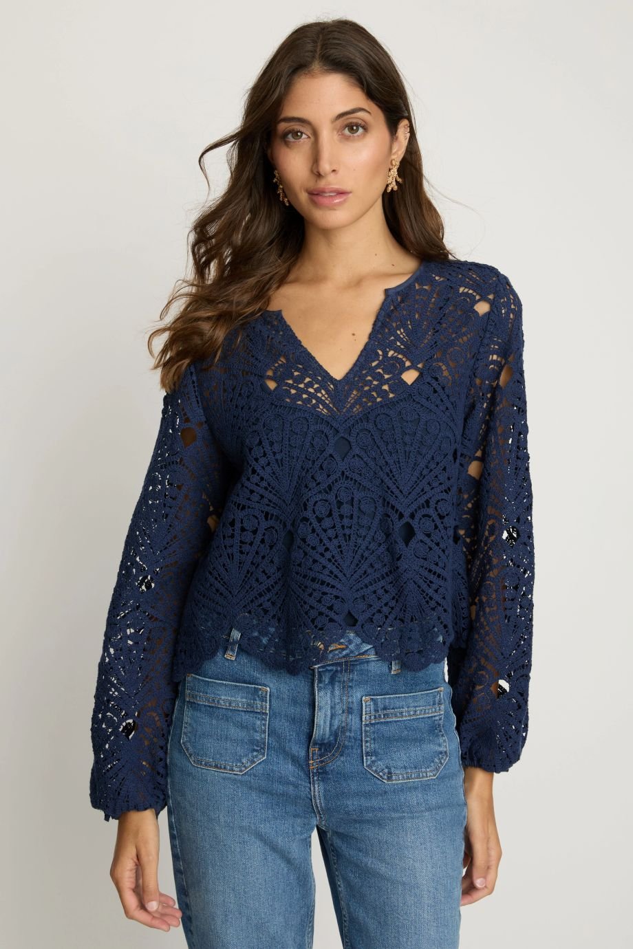 Jayde Navy Lace Top - Caballero Collection - COLOR GAME