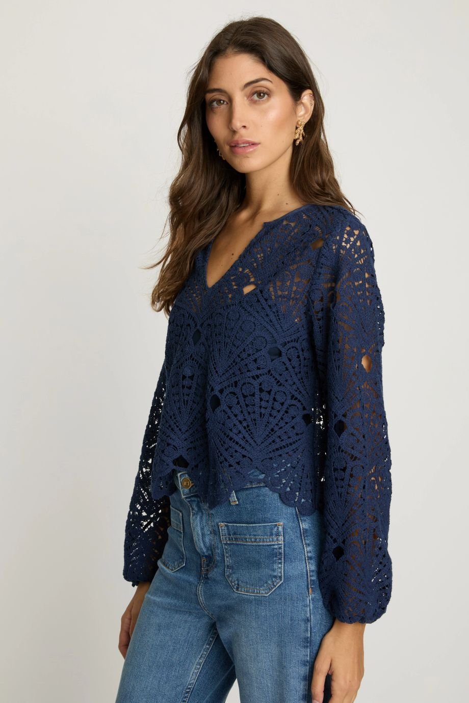 Jayde Navy Lace Top - Caballero Collection - COLOR GAME