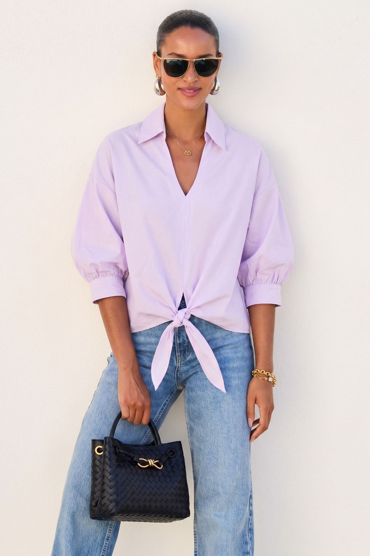 Jena Lantern Sleeve Tie - Front Top - Fifteen Twenty - COLOR GAME