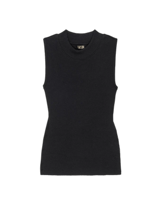 Joan Rib Sleeveless Mock Neck Tank Black - Nation LTD - Color Game