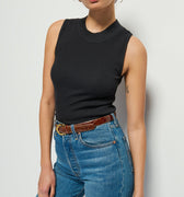 Joan Rib Sleeveless Mock Neck Tank Black - Nation LTD - Color Game