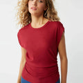 Joni Power Shoulder Tee Carmine - Michael Stars - COLOR GAME