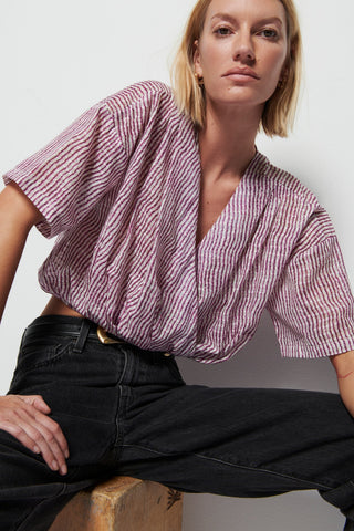 Josephine Wrap Front Blouse Wavy Stripe - Nation LTD - COLOR GAME