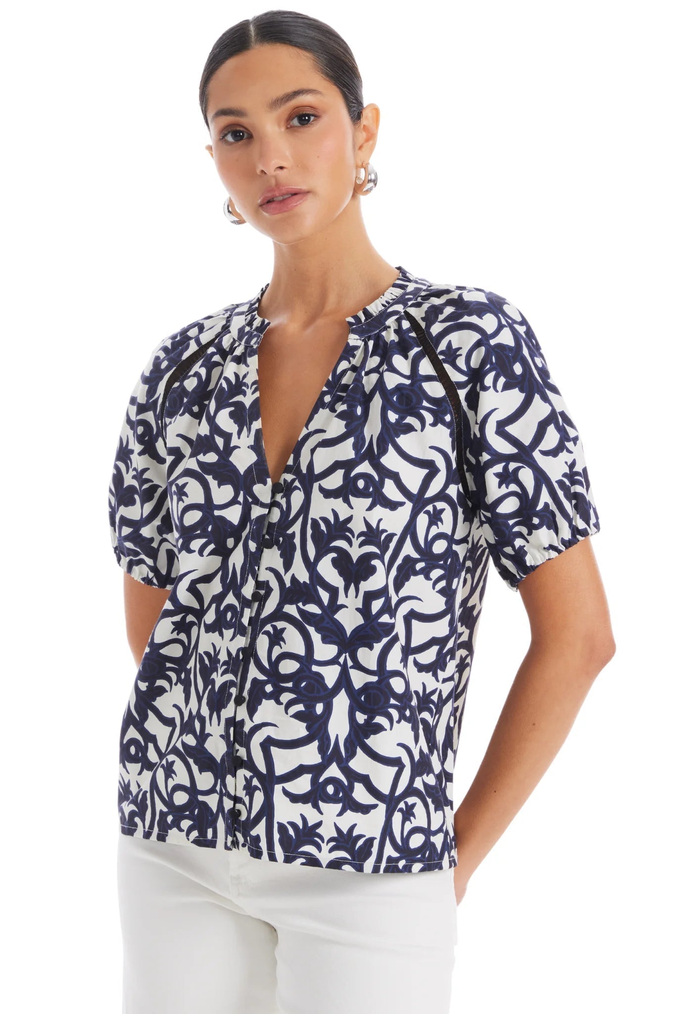 Josepine Damask Print Top - Allison New York - COLOR GAME