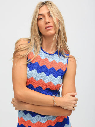 Julia Tangerine + Cobalt Striped Dress - Electric & Rose - Color Game