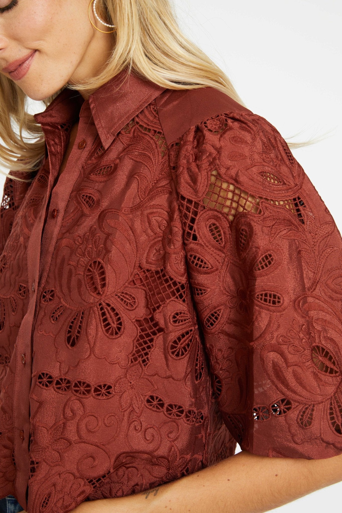 Juliette Fired Brick Lace Top