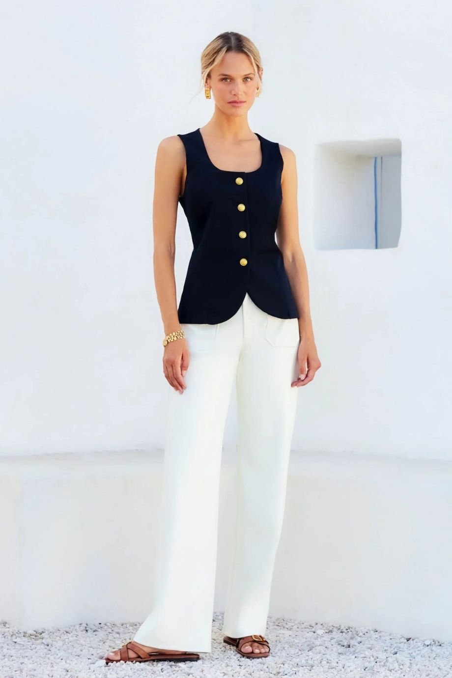 June Tailored Button Up Vest - Fifteen Twenty - COLOR GAME