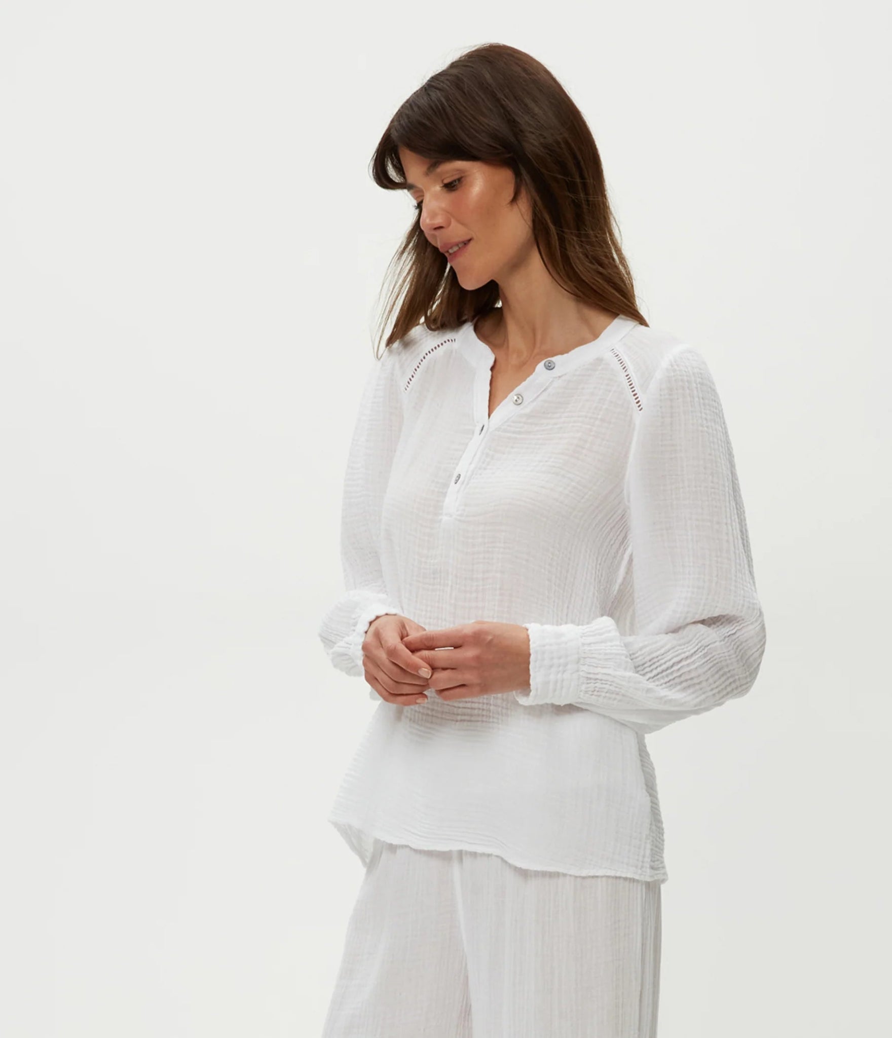 Kacey Peasant Top White - Michael Stars - COLOR GAME