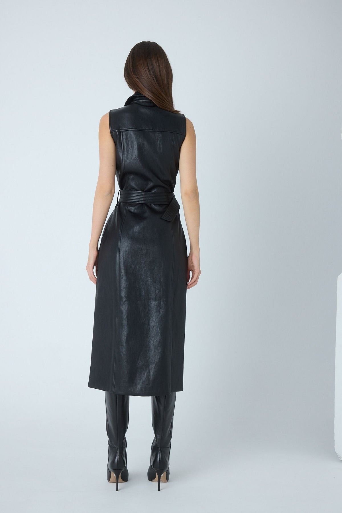 Kanisa Black Faux Leather Belted Dress - JS71 - Color Game