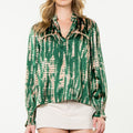 Kathryn Long Sleeve Green Print Top - THML - COLOR GAME