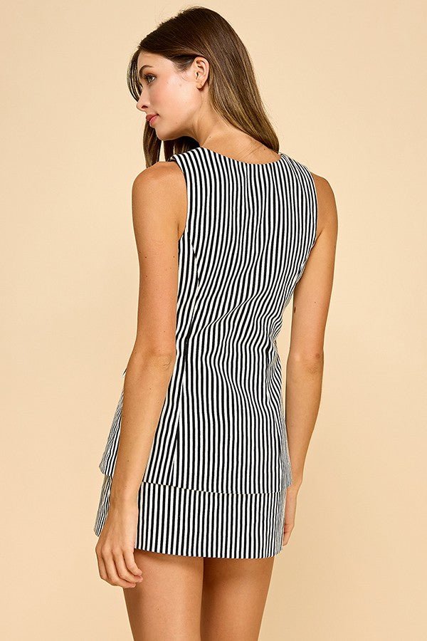 Laird Striped Skort Romper Black White - Color Game - COLOR GAME