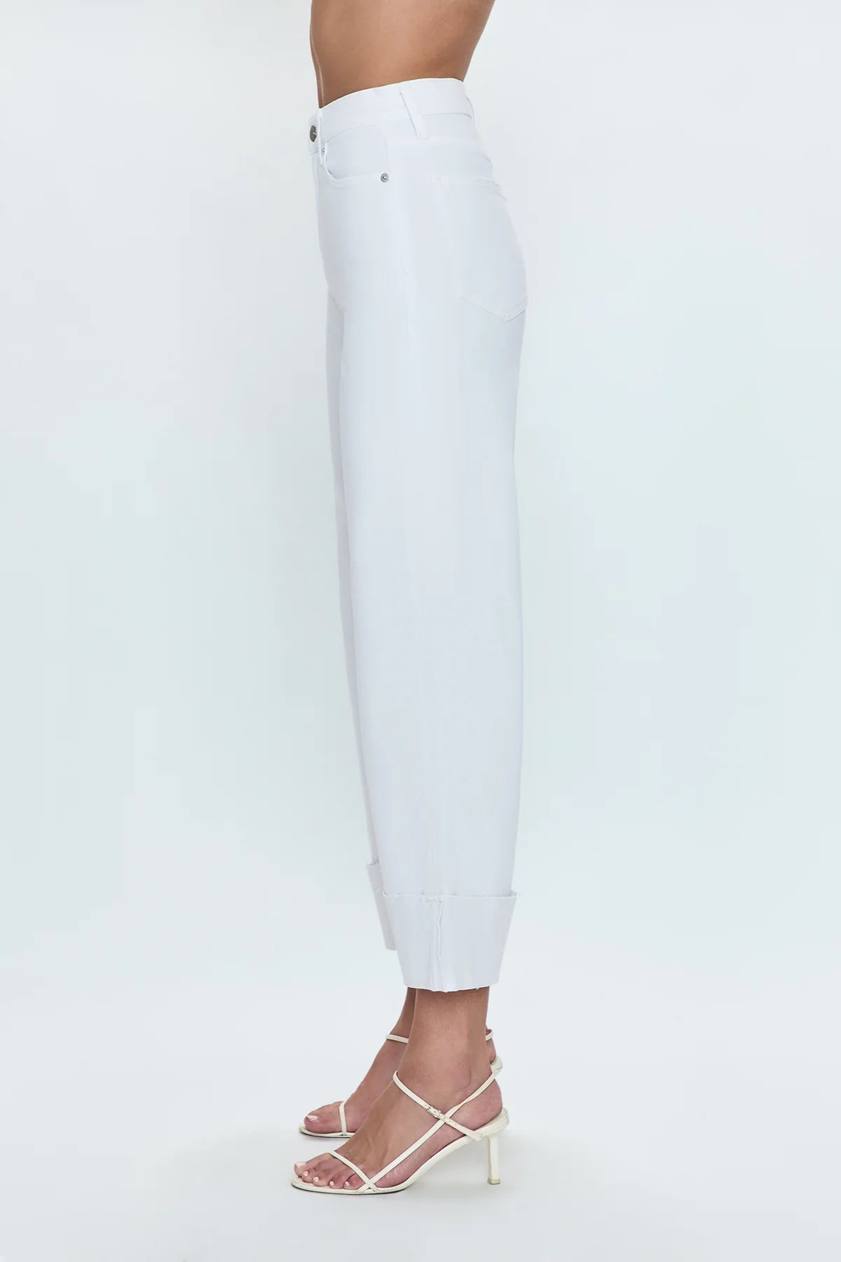 Lana High - Rise Wide Leg Crop Jeans Vivid White - Pistola - COLOR GAME