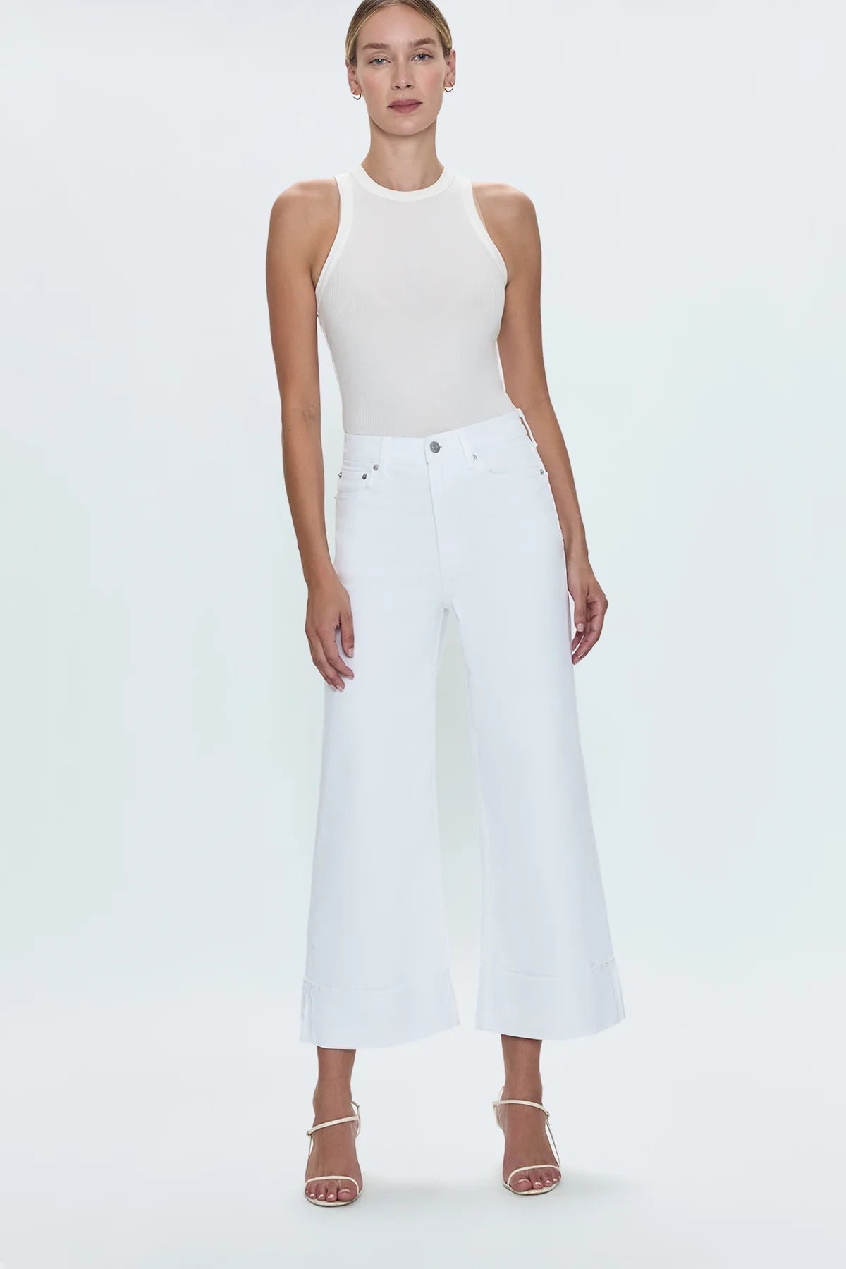 Lana High - Rise Wide Leg Crop Jeans Vivid White - Pistola - COLOR GAME