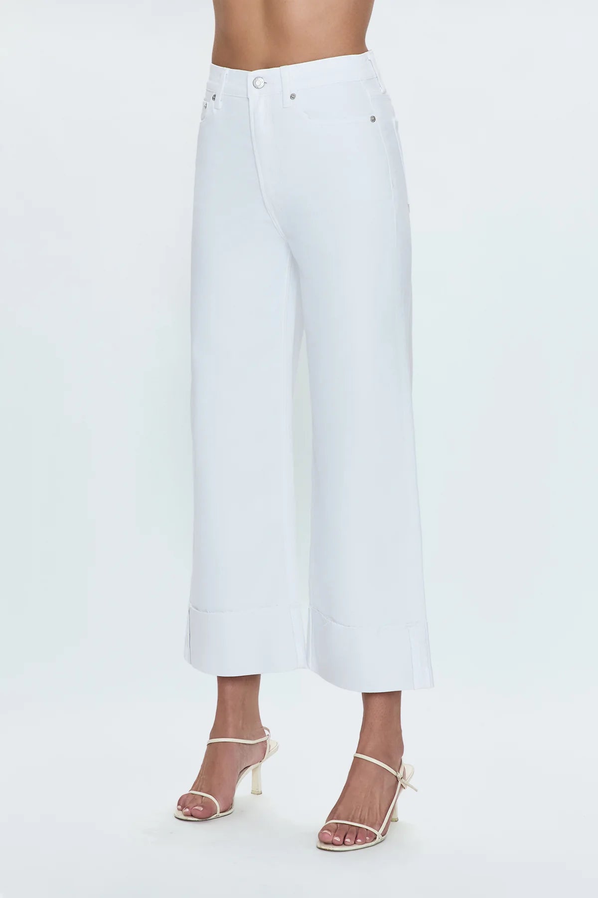 Lana High - Rise Wide Leg Crop Jeans Vivid White - Pistola - COLOR GAME