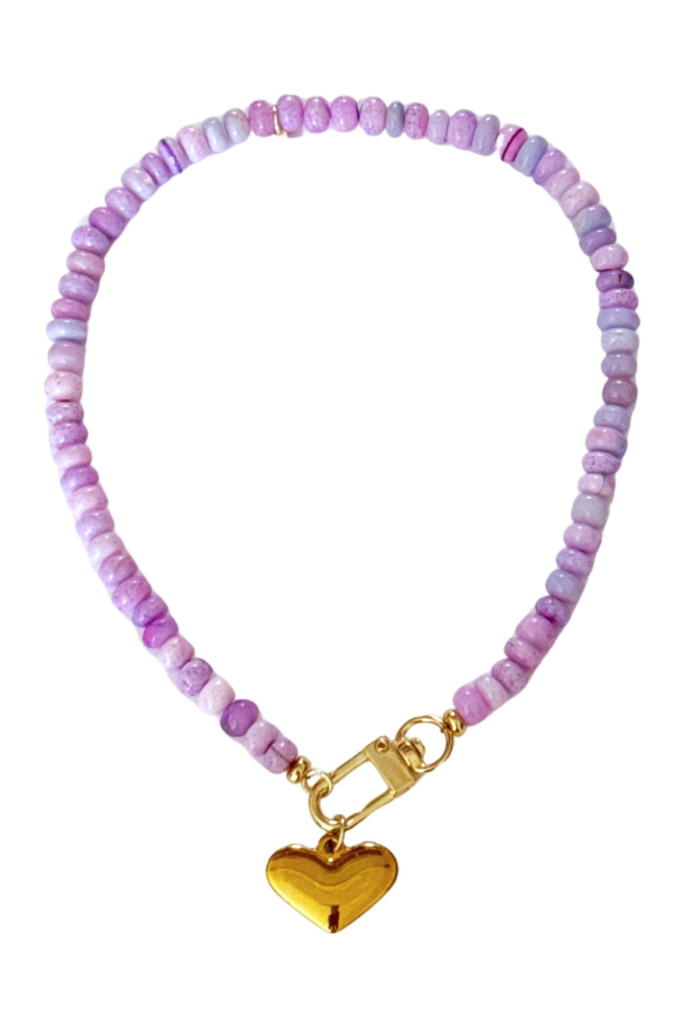 Lavender Haze Heart Charm Collar Necklace - Accessory Concierge - COLOR GAME