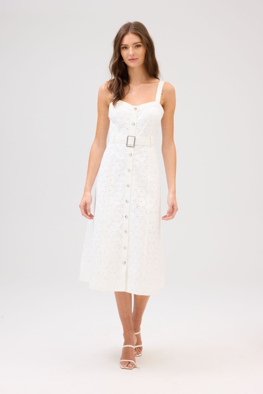 Lilly White Eyelet Midi Dress - Allison New York - COLOR GAME
