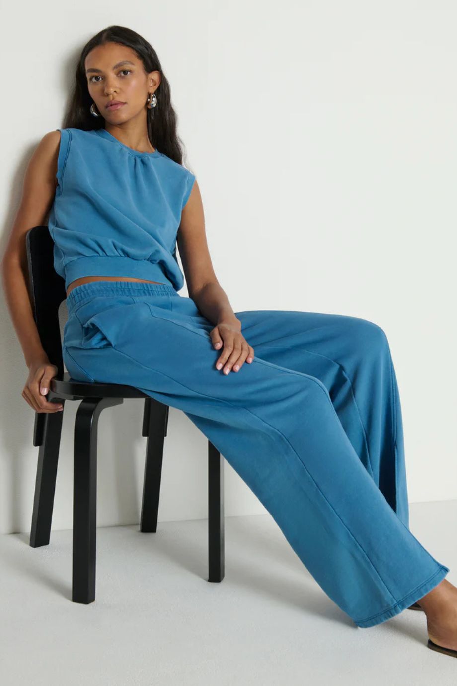 Lincoln Front Slit Knit Pant – Indigo - Nation Los Angeles - COLOR GAME