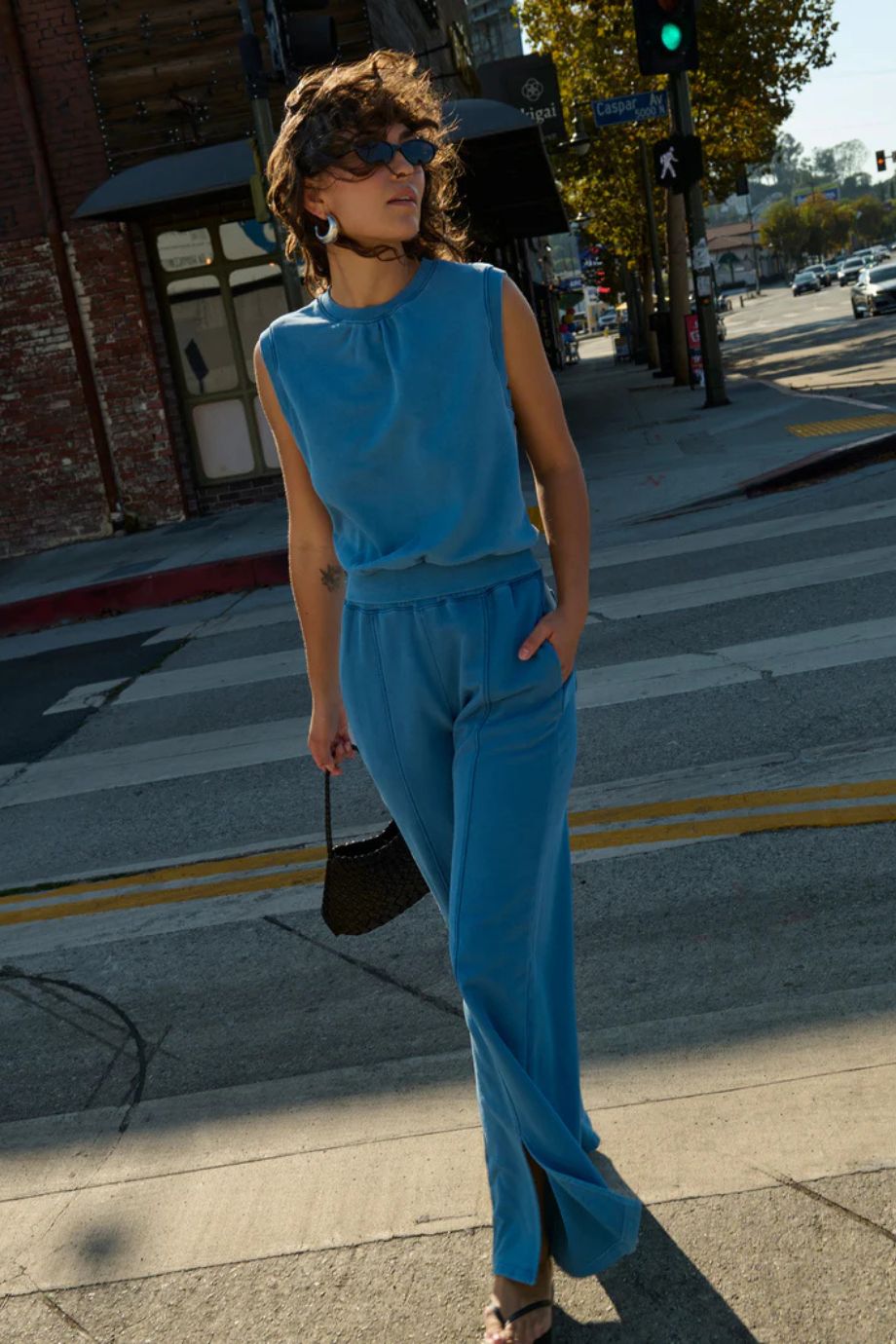 Lincoln Front Slit Knit Pant – Indigo - Nation Los Angeles - COLOR GAME