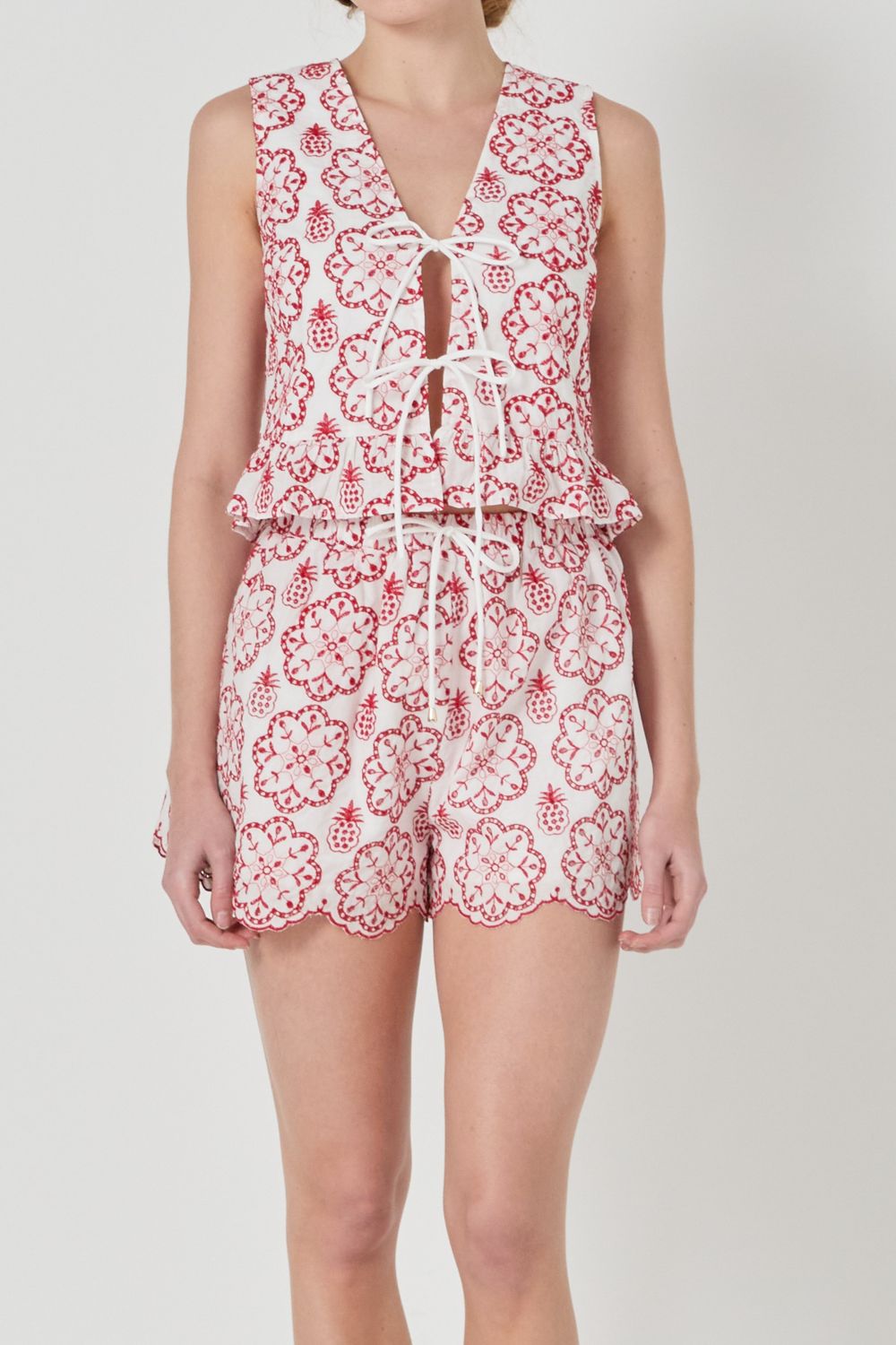 Lola Embroidered Tie - Front Sleeveless Top - Color Game - COLOR GAME