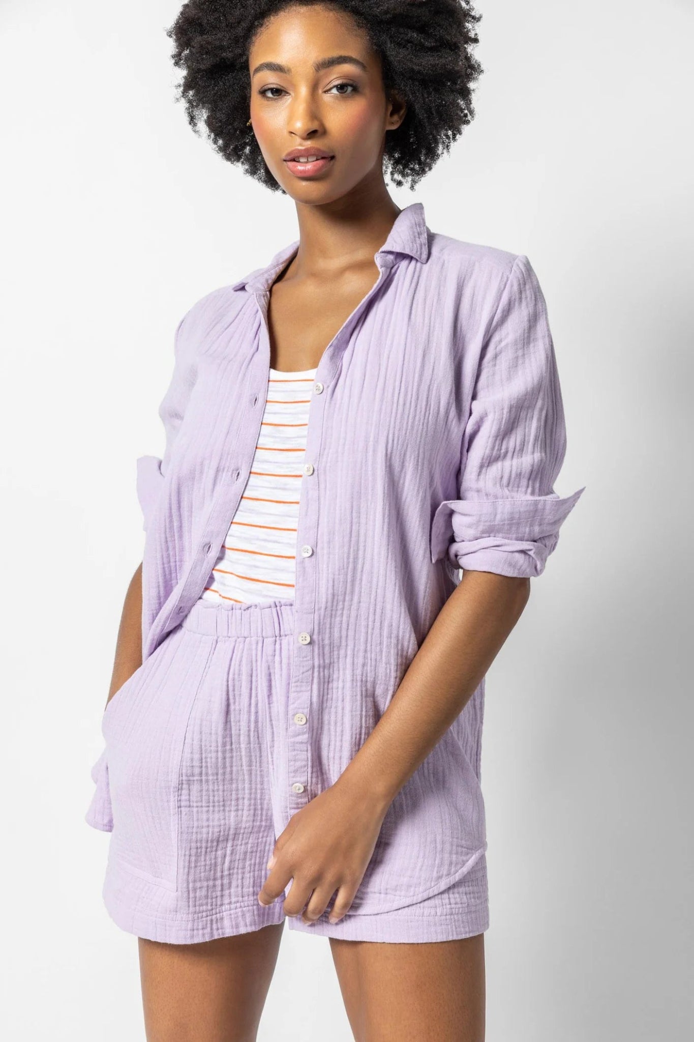 Long Sleeve Button Down Tunic Lily - Lilla P - Color Game