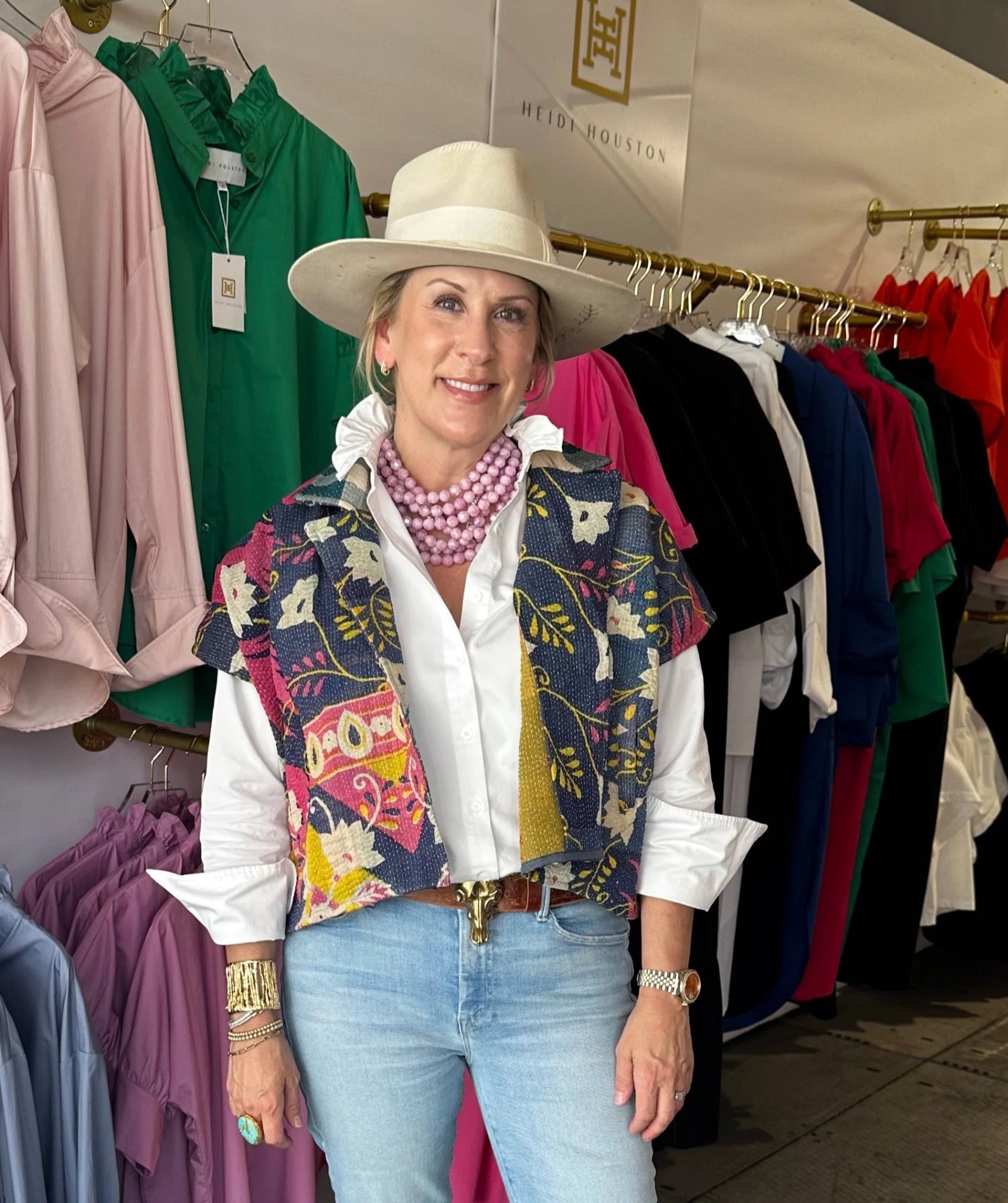 Long Sleeve Ruffle Shirt White - Heidi Houston - COLOR GAME
