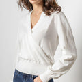 Long Sleeve Surplice Sweater Antique White - Lilla P - COLOR GAME