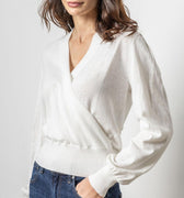 Long Sleeve Surplice Sweater Antique White - Lilla P - COLOR GAME