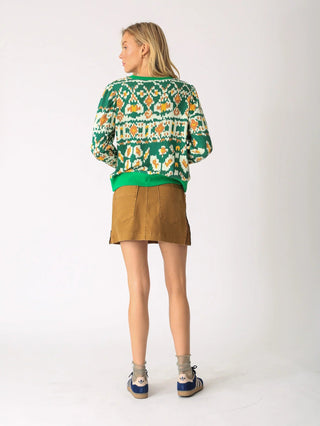 Lori Sweatshirt Ikat Emerald - Electric & Rose - COLOR GAME