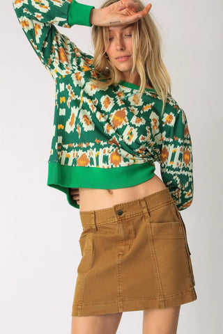 Lori Sweatshirt Ikat Emerald - Electric & Rose - COLOR GAME